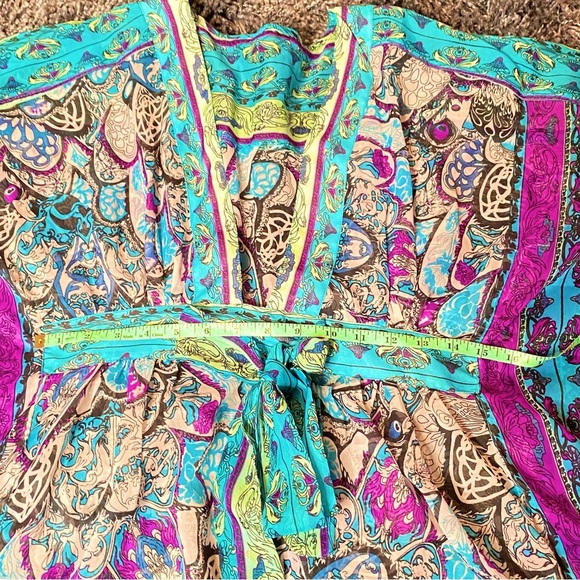 Vibrant Blue Turquoise and Purple Sheer Women's Swim Cover-Up Fits M/L - Picture 14 of 16